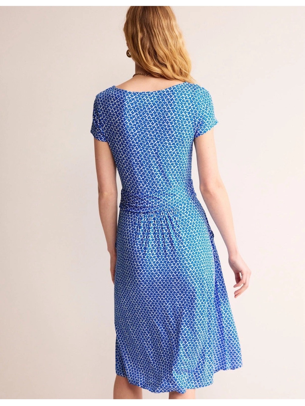 Boden Amelie Brilliant Blue Daisy Bud Print Short Sleeve Dress Knee Length Sz 6 - Picture 4 of 15